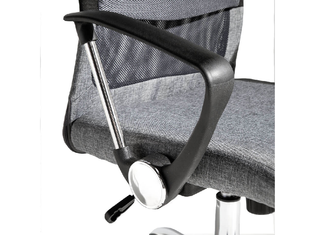 Gray swivel office chair with chromed steel frame Gray swivel office chair with chromed steel frame