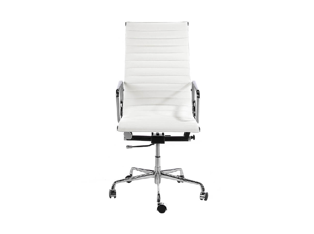 Office armchair upholstered in white leatherette Office armchair upholstered in white leatherette