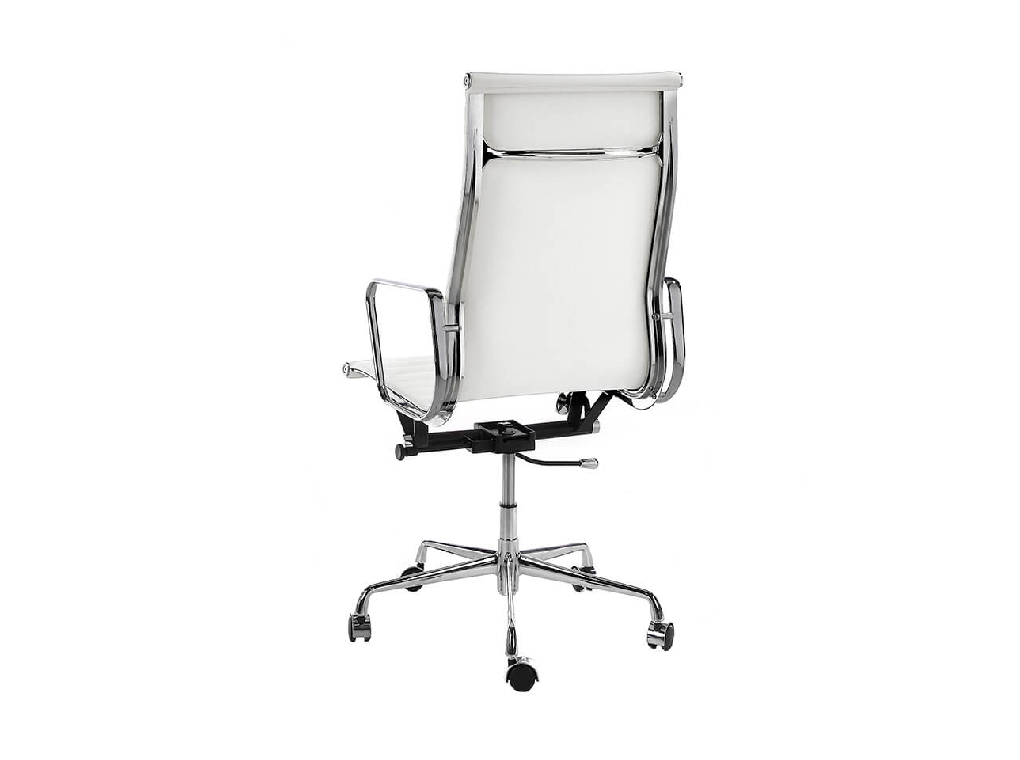 Office armchair upholstered in white leatherette Office armchair upholstered in white leatherette