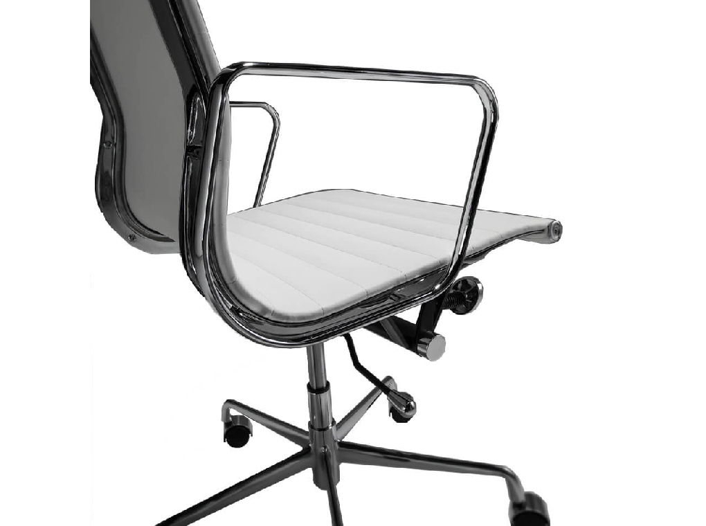 Office armchair upholstered in white leatherette Office armchair upholstered in white leatherette