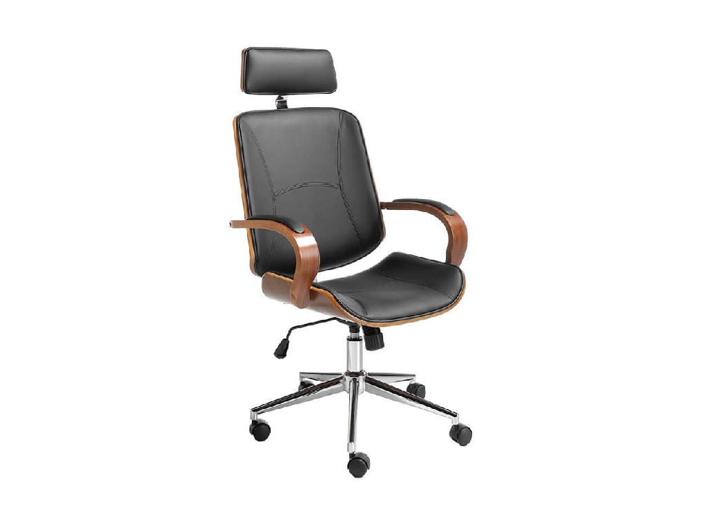 Office armchair upholstered in black leatherette Office armchair upholstered in black leatherette