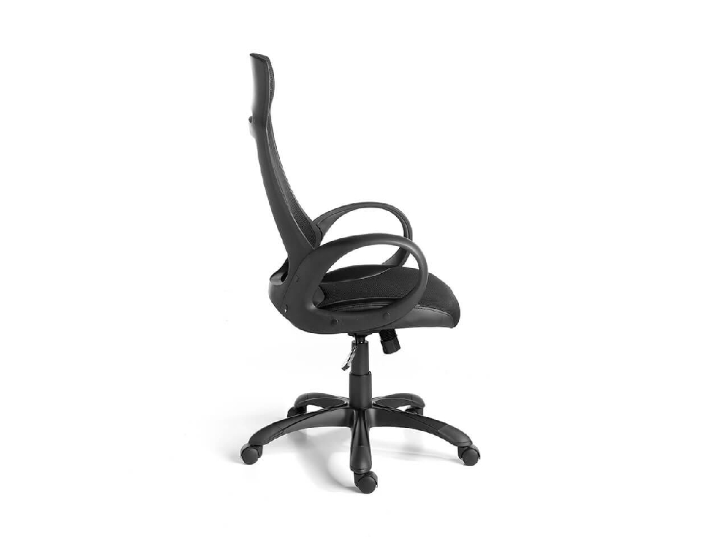 Black swivel office chair with armrests