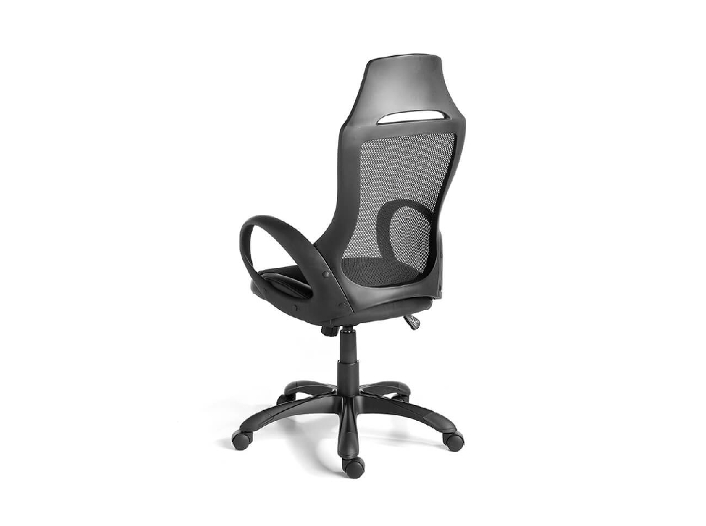 Black swivel office chair with armrests