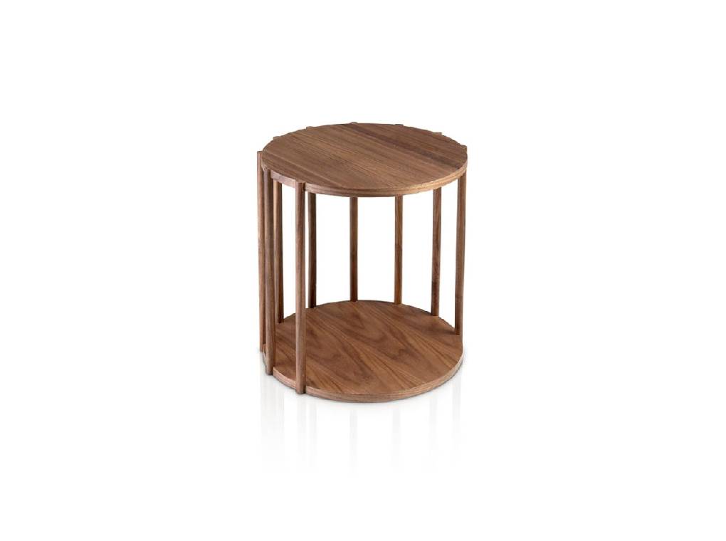 Walnut round wood corner table Walnut round wood corner table