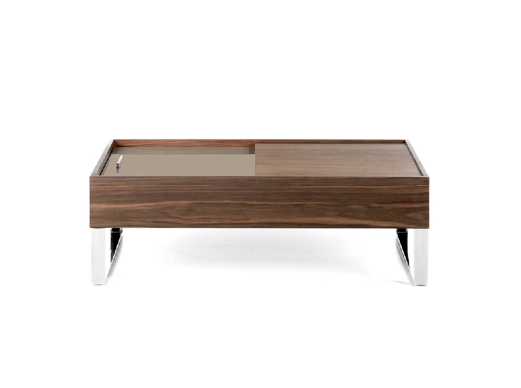Coffee table with stainless steel legs made walnut-veneered MDF Coffee table with stainless steel legs made walnut-veneered MDF