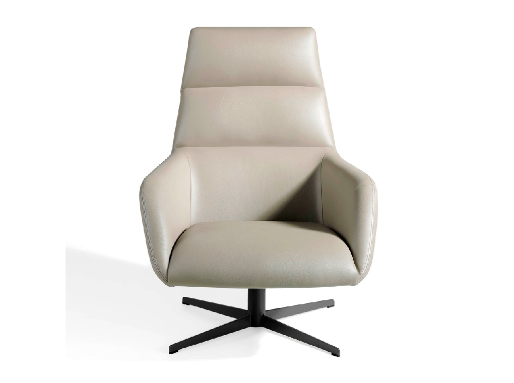Swivel armchair upholstered in leatherette