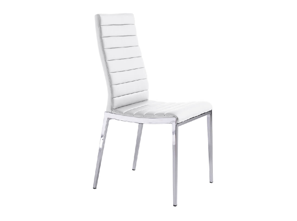 Chair upholstered in leatherette with chromed steel frame