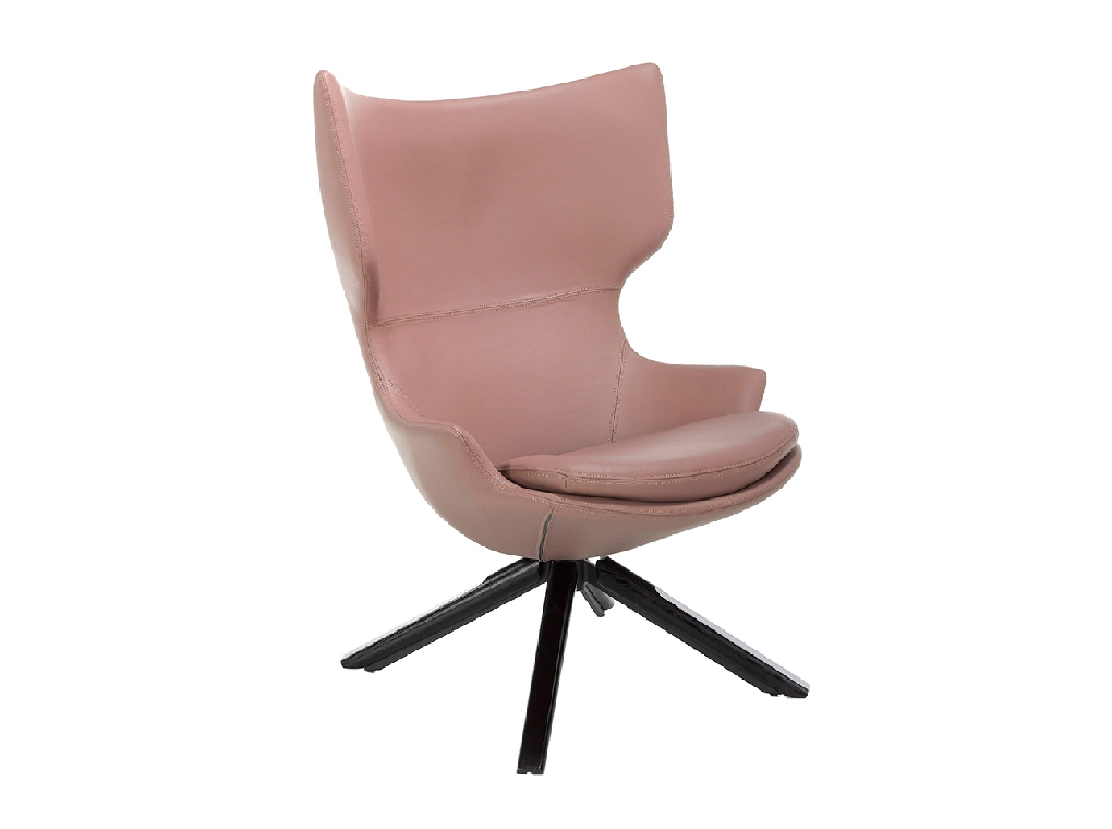 Swivel armchair upholstered in leatherette with wooden base in wenge color Swivel armchair upholstered in leatherette with wooden base in wenge color
