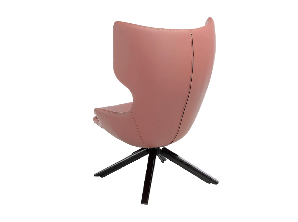 Swivel armchair upholstered in leatherette with wooden base in wenge color Swivel armchair upholstered in leatherette with wooden base in wenge color