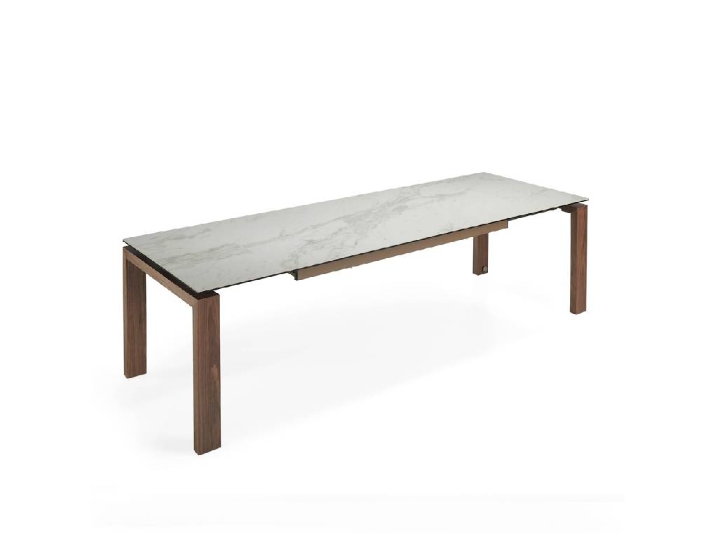 Extendable dining table with porcelain marble tops Extendable dining table with porcelain marble tops