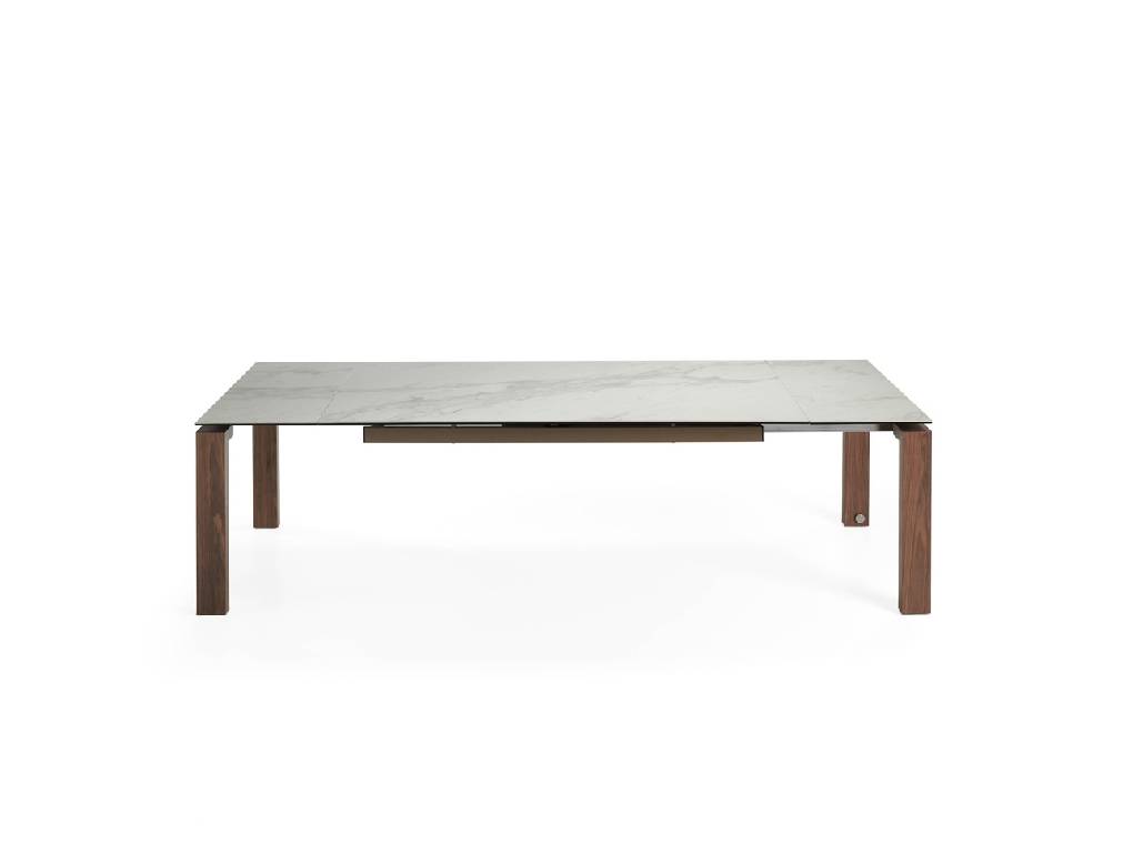 Extendable dining table with porcelain marble tops Extendable dining table with porcelain marble tops