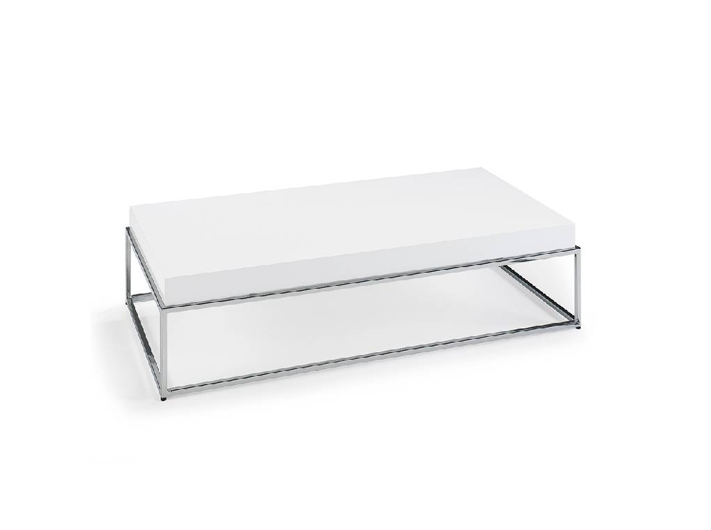 White wooden center table and chrome steel White wooden center table and chrome steel