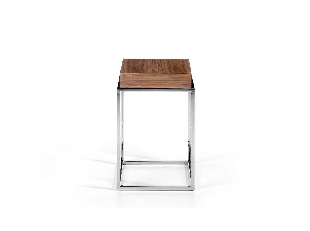 Walnut wood and chrome steel corner table Walnut wood and chrome steel corner table