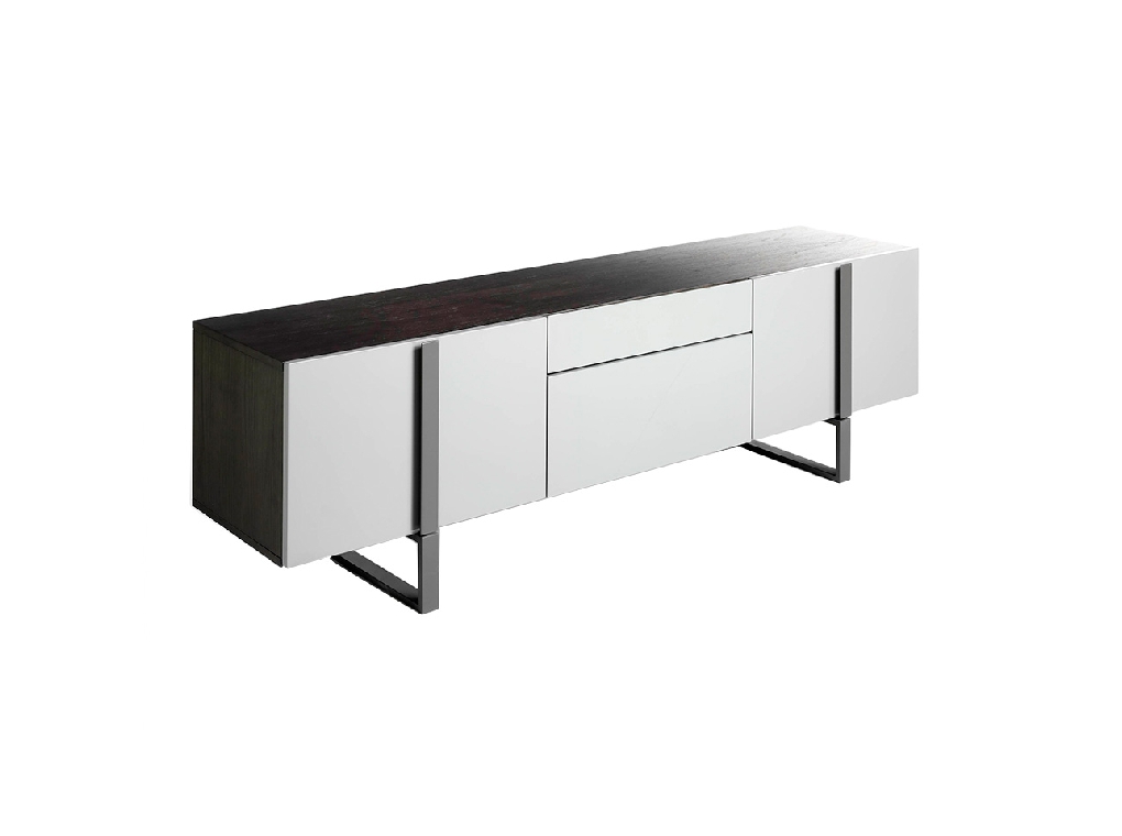 TV Unit in lacquered Mdf with black steel frame TV Unit in lacquered Mdf with black steel frame