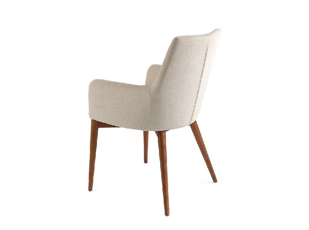 Chair upholstered in fabric with structure in Walnut color