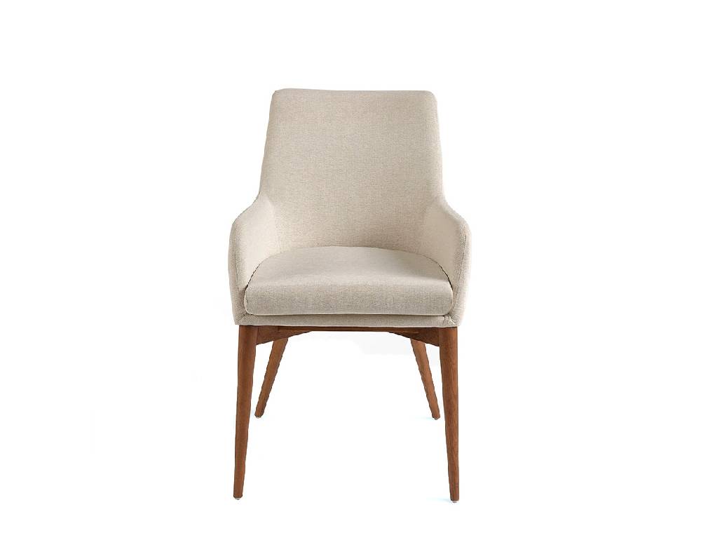 Chair upholstered in fabric with structure in Walnut color