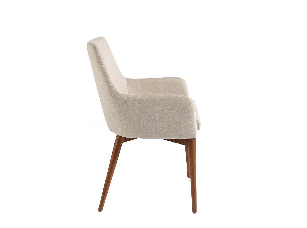 Chair upholstered in fabric with structure in Walnut color