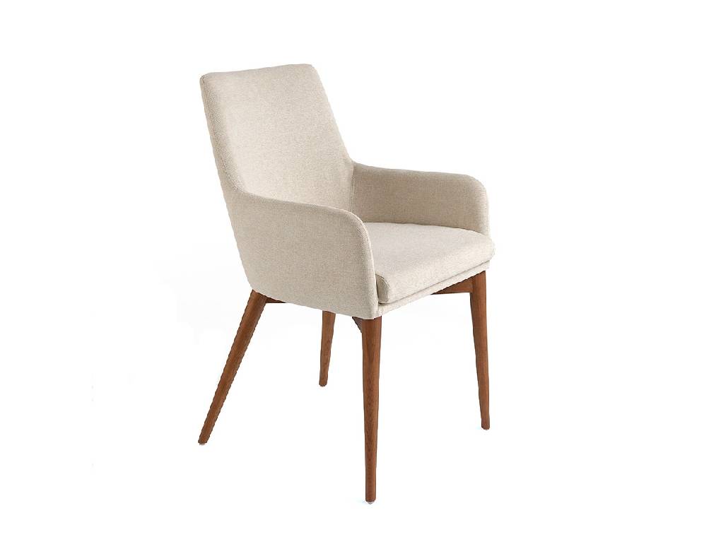 Stuhl aus Stoff mit Struktur in Walnussfarbe gepolstert