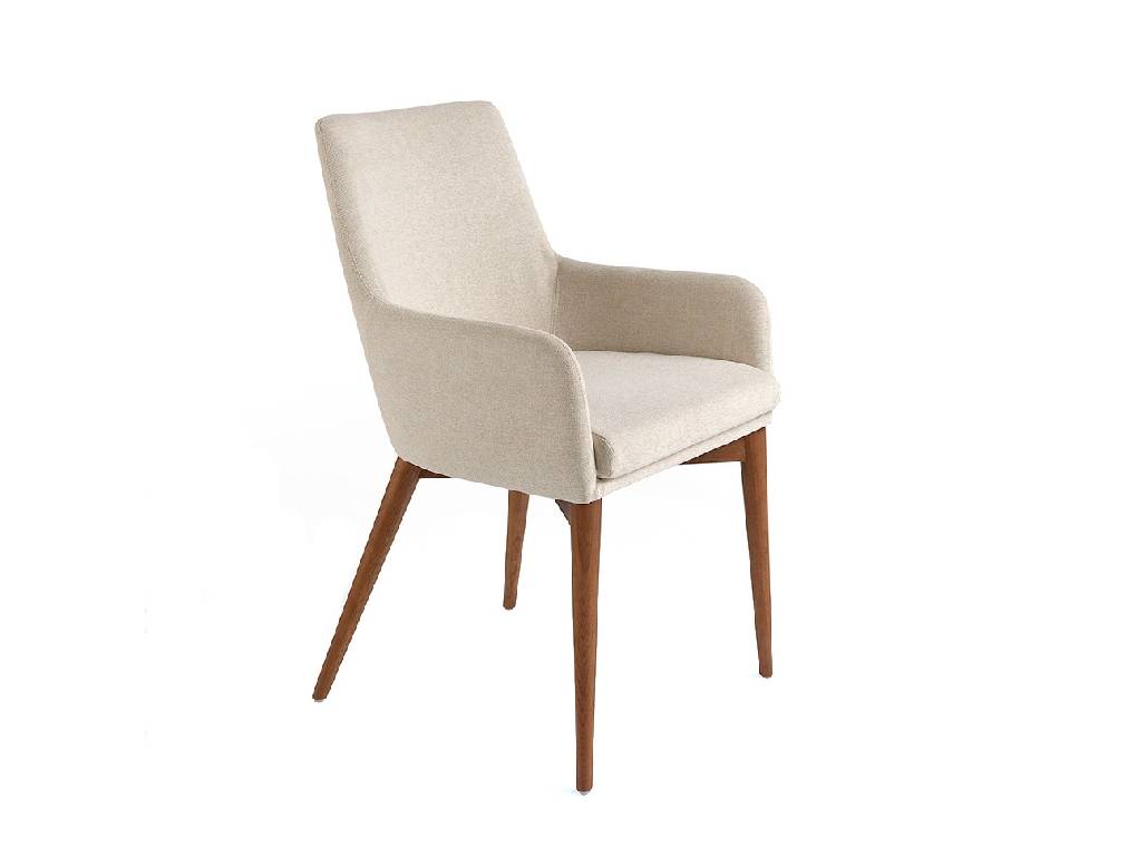 Chair upholstered in fabric with structure in Walnut color