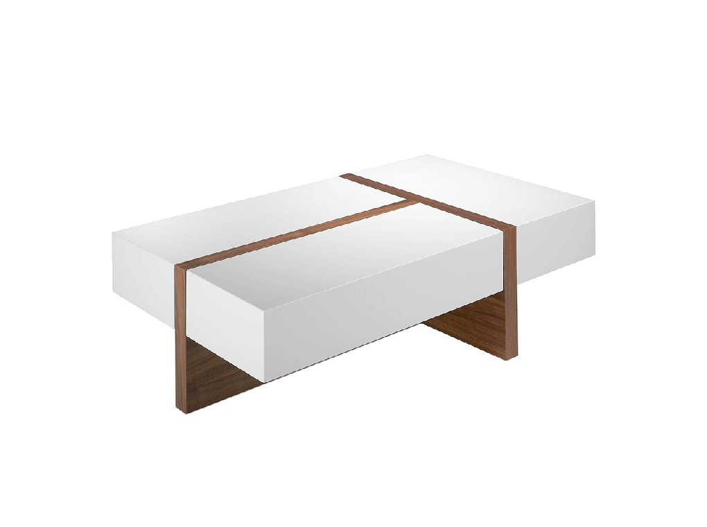 White wooden coffee table with drawers and Walnut wood