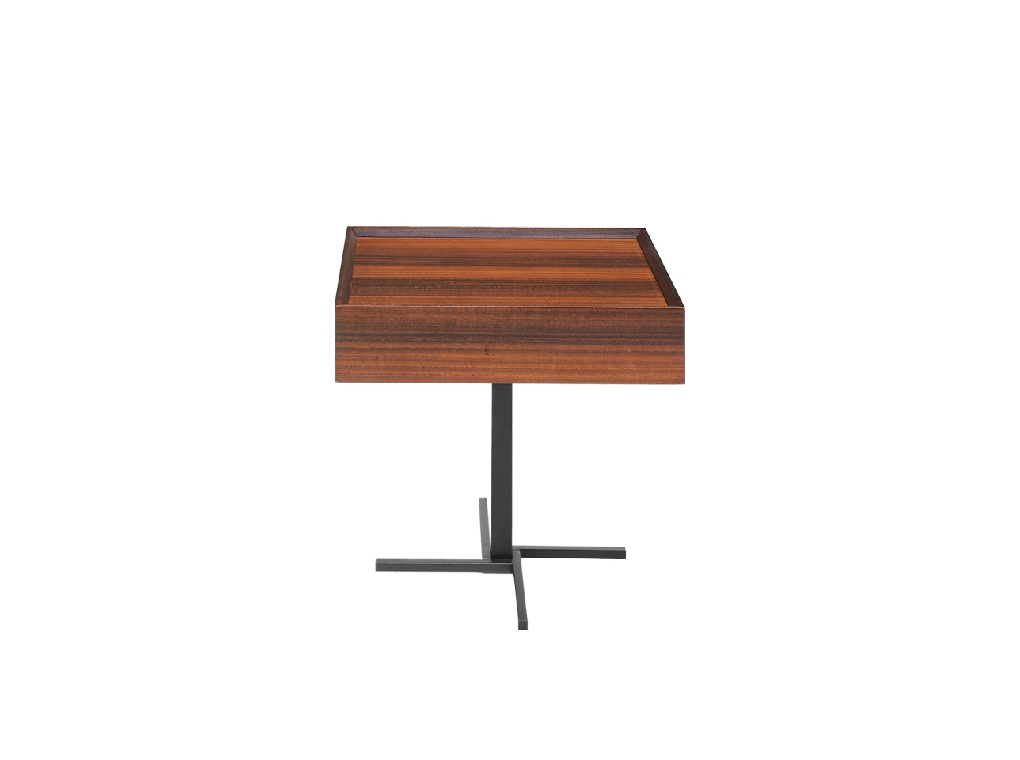 Bedside table made of walnut veneered wood with front drawer Bedside table made of walnut veneered wood with front drawer