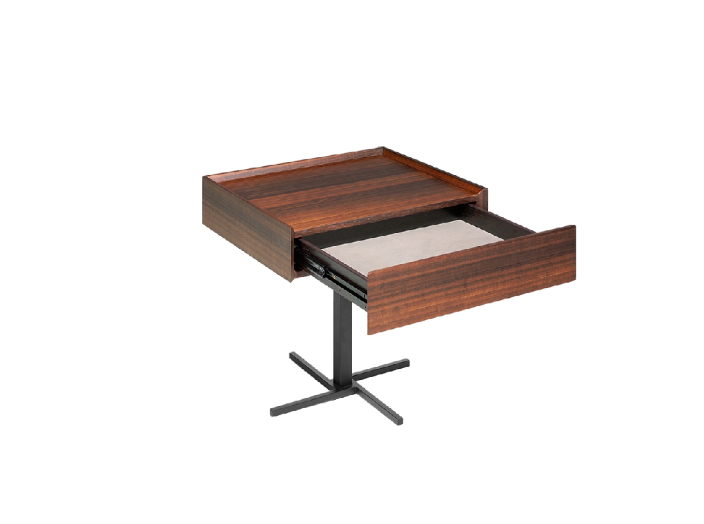 Bedside table made of walnut veneered wood with front drawer Bedside table made of walnut veneered wood with front drawer