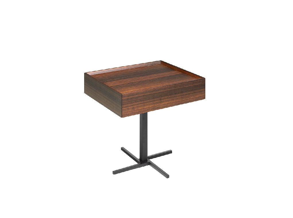 Bedside table made of walnut veneered wood with front drawer Bedside table made of walnut veneered wood with front drawer