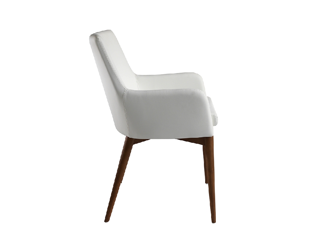 Chair upholstered in leatherette with Walnut colored wooden structure