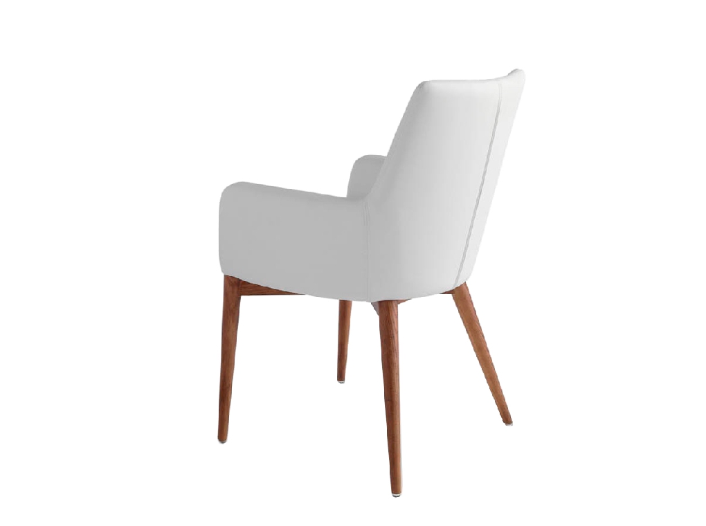 Chair upholstered in leatherette with Walnut colored wooden structure