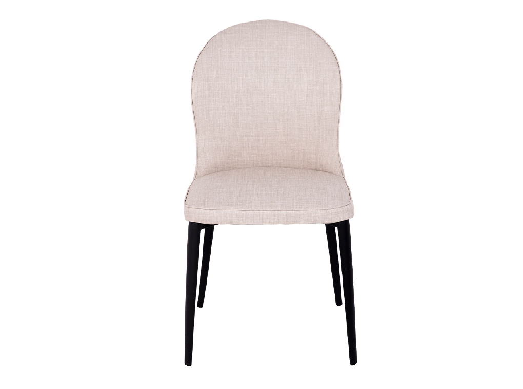 Chair upholstered in fabric with black steel frame