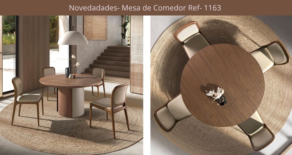 mesa comedor redonda nogal
