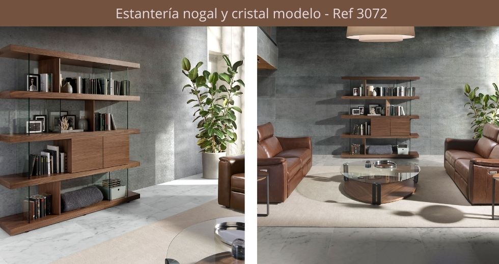 Estantería nogal y cristal modelo 3072