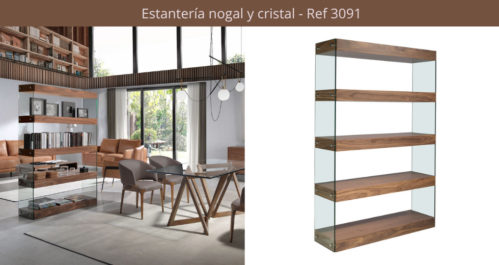 Estantería nogal y cristal modelo 3091