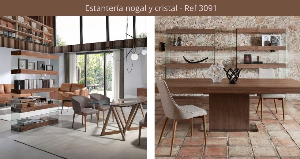 Estantería nogal y cristal - Ref 3091 