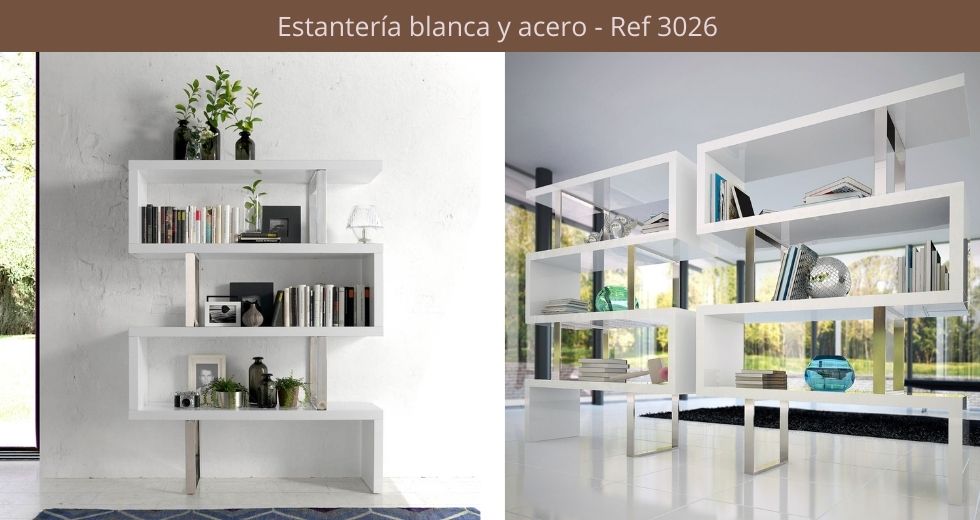 Estantería blanca y acero - Ref 3026