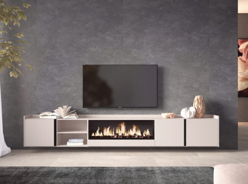 Mueble TV Moderno con chimenea eléctrica