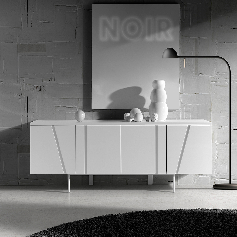 White sideboard and white steel White sideboard and white steel