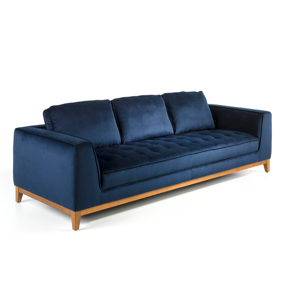 Sofá 3 plazas tapizado tercipelo azul Sofá 3 plazas tapizado tercipelo azul