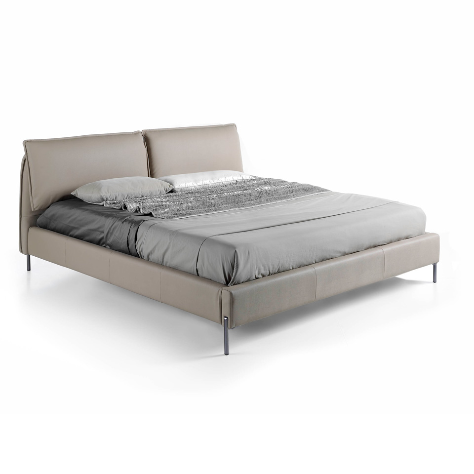 Cama tapizada polipiel visón