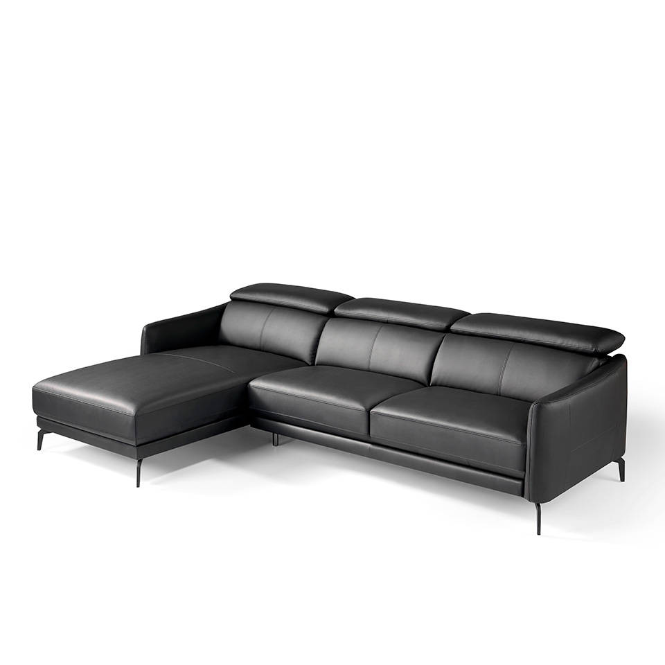 Chaise longue sofa upholstered in leather and stainless - Angel Cerdá S.L