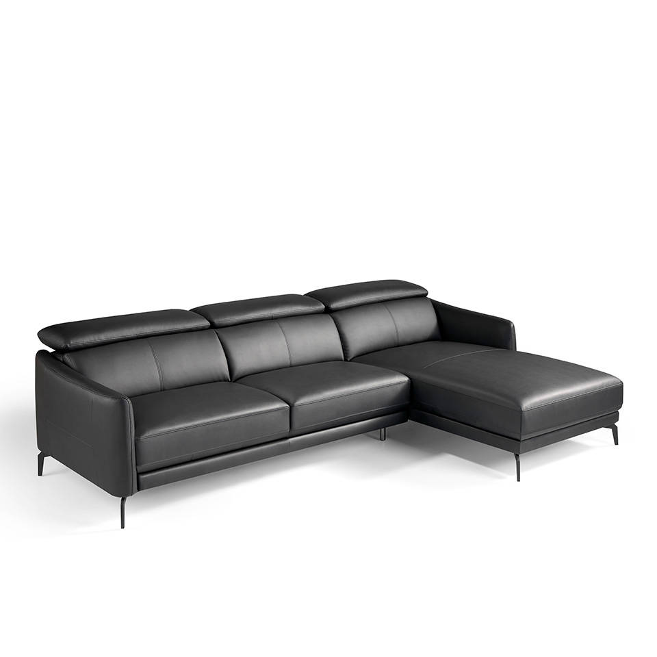 Chaise longue sofa upholstered in leather and stainless - Angel Cerdá S.L