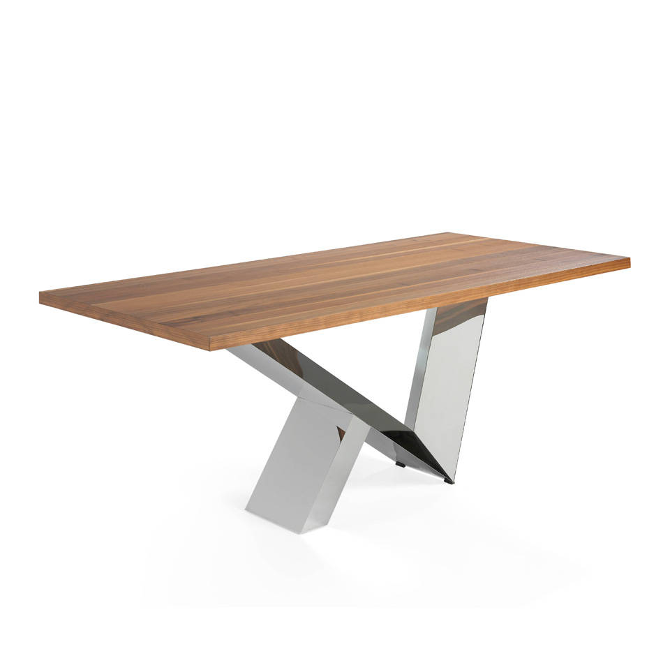 Dining Table With Walnut Top And Stainless Steel Base Angel Cerd