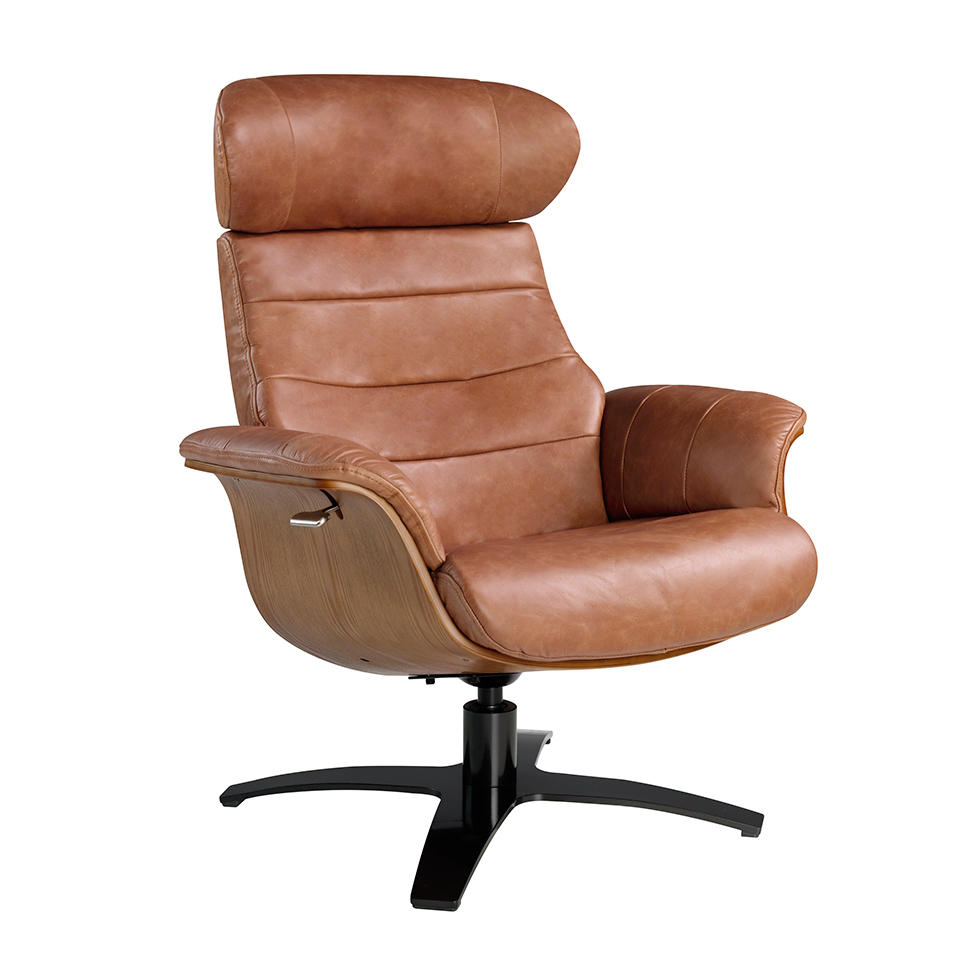 Fauteuil relax pivotant en simili cuir beige HARRING - DIP