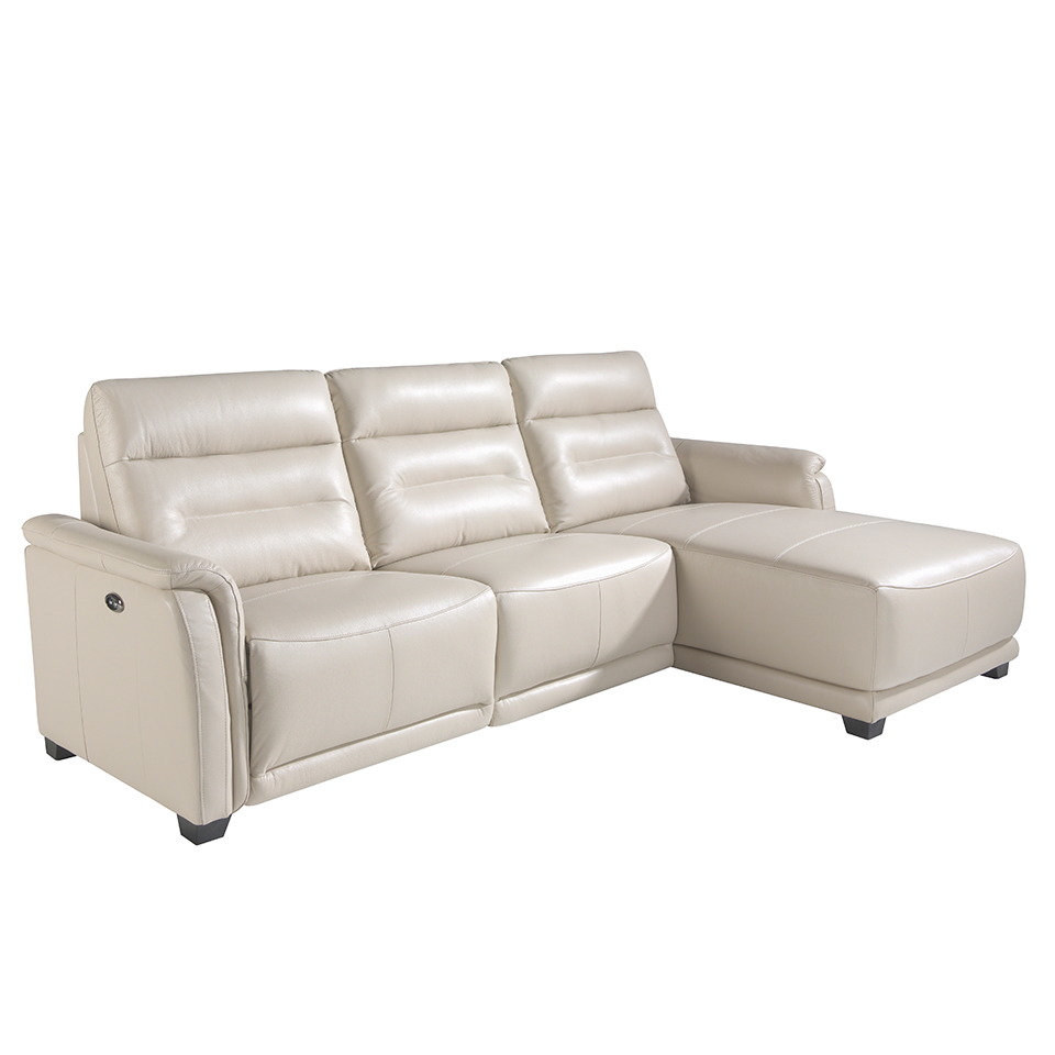 Sofa chaise longue tapizado en piel y mecanismo relax Muebles de
