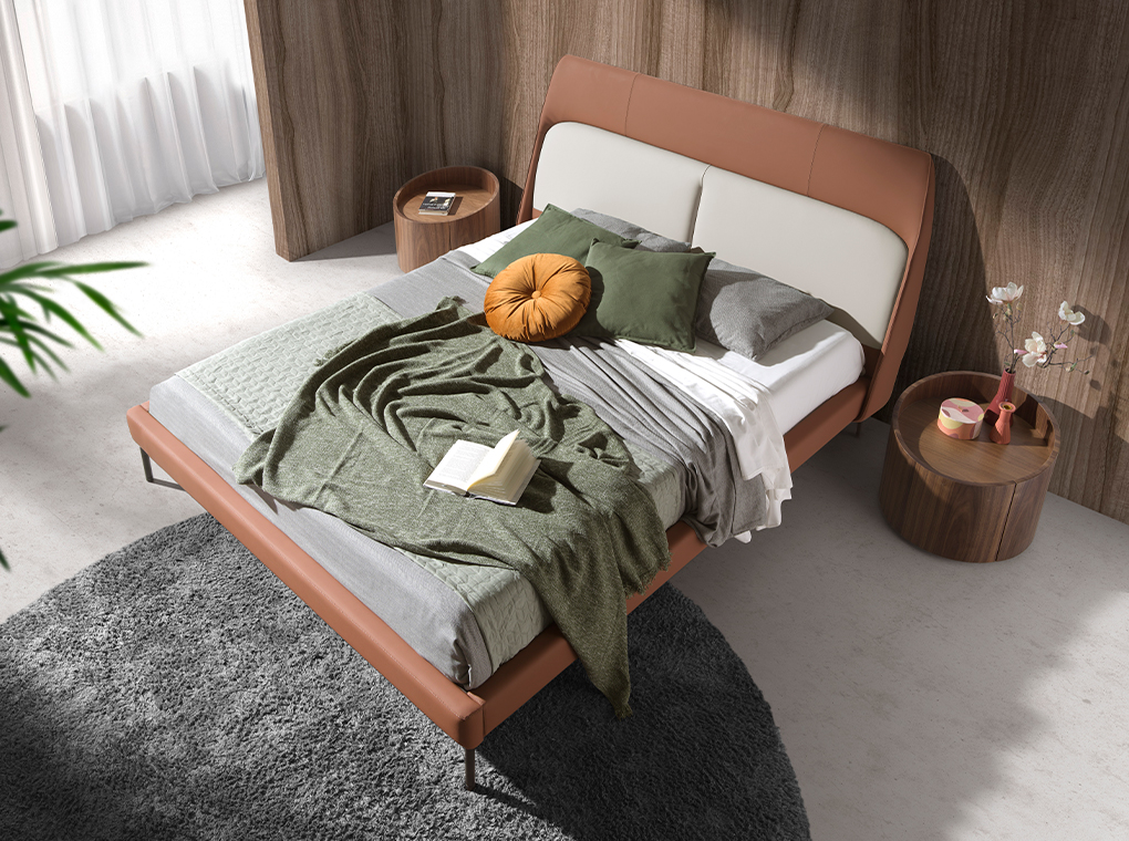 Comodino moderno Angel cerdà in noce con cassetto nascosto, comodini camera  da letto in legno.